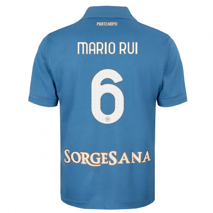 Danxen Mujer Camiseta Mario Rui #6 Azul Neblina Blanco 1ª Equipación 2026/27 La Camisa