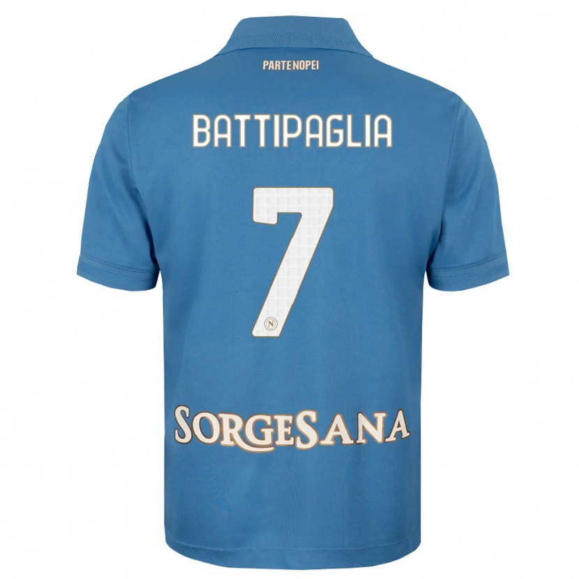 Danxen Mujer Camiseta Antonio Battipaglia #7 Azul Neblina Blanco 1ª Equipación 2026/27 La Camisa