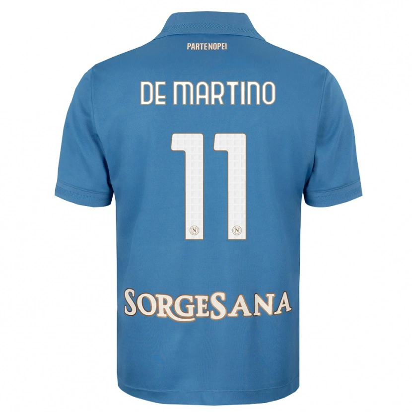 Danxen Mujer Camiseta Giuseppe De Martino #11 Azul Neblina Blanco 1ª Equipación 2026/27 La Camisa