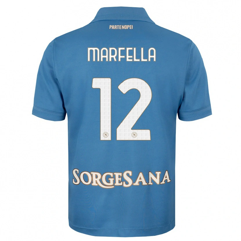 Danxen Mujer Camiseta Davide Marfella #12 Azul Neblina Blanco 1ª Equipación 2026/27 La Camisa