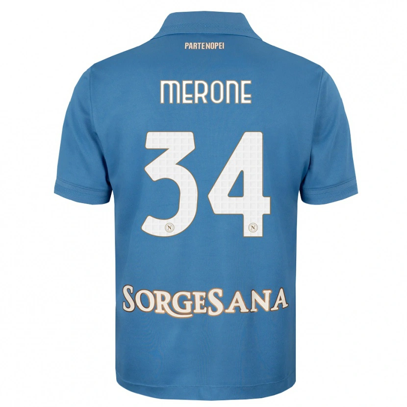 Danxen Mujer Camiseta Alessandro Merone #34 Azul Neblina Blanco 1ª Equipación 2026/27 La Camisa
