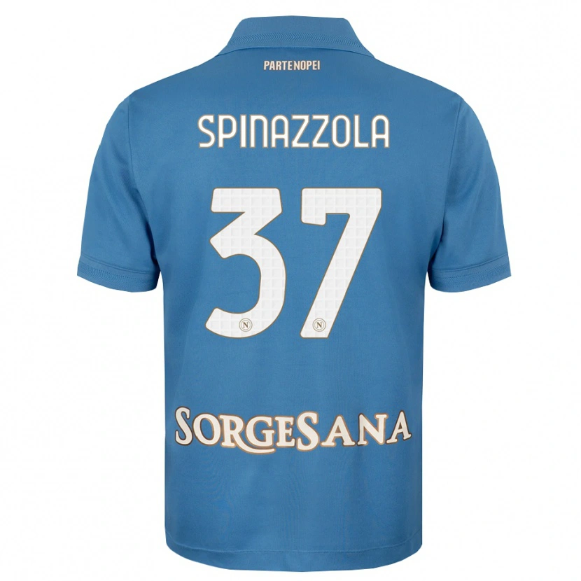 Danxen Mujer Camiseta Leonardo Spinazzola #37 Azul Neblina Blanco 1ª Equipación 2026/27 La Camisa