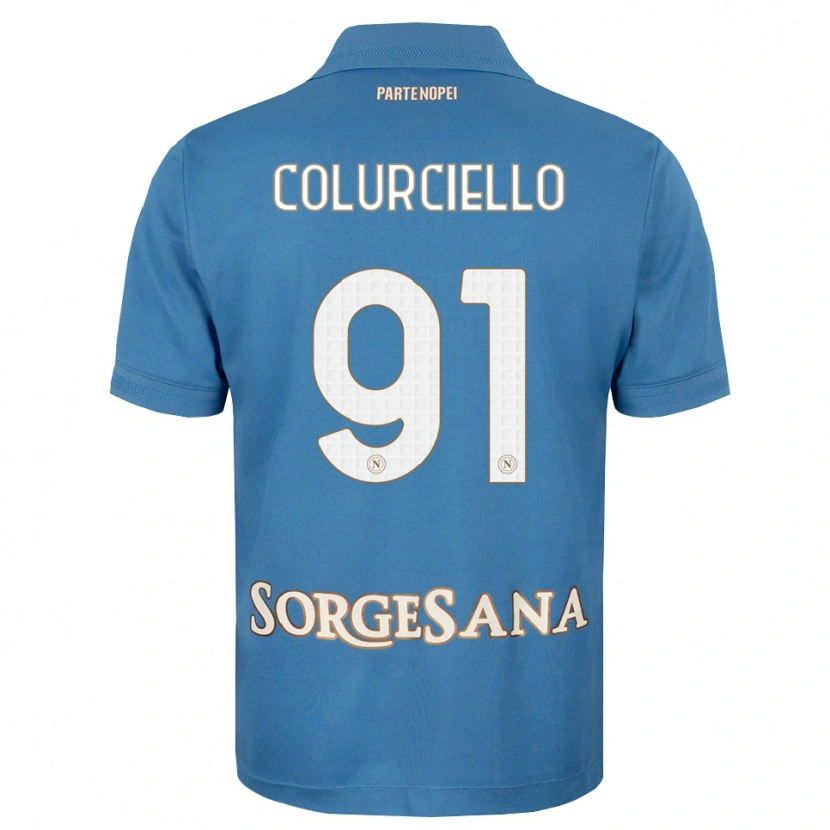 Danxen Mujer Camiseta Cristian Colurciello #91 Azul Neblina Blanco 1ª Equipación 2026/27 La Camisa