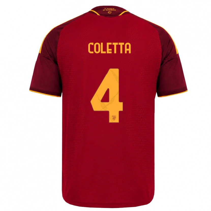 Danxen Mujer Camiseta Francesco Coletta #4 Rojo Dorado Amarillo 1ª Equipación 2026/27 La Camisa