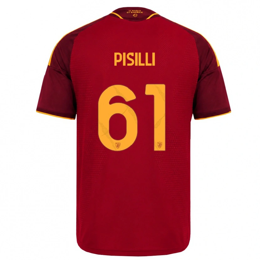 Danxen Mujer Camiseta Niccolò Pisilli #61 Rojo Dorado Amarillo 1ª Equipación 2026/27 La Camisa