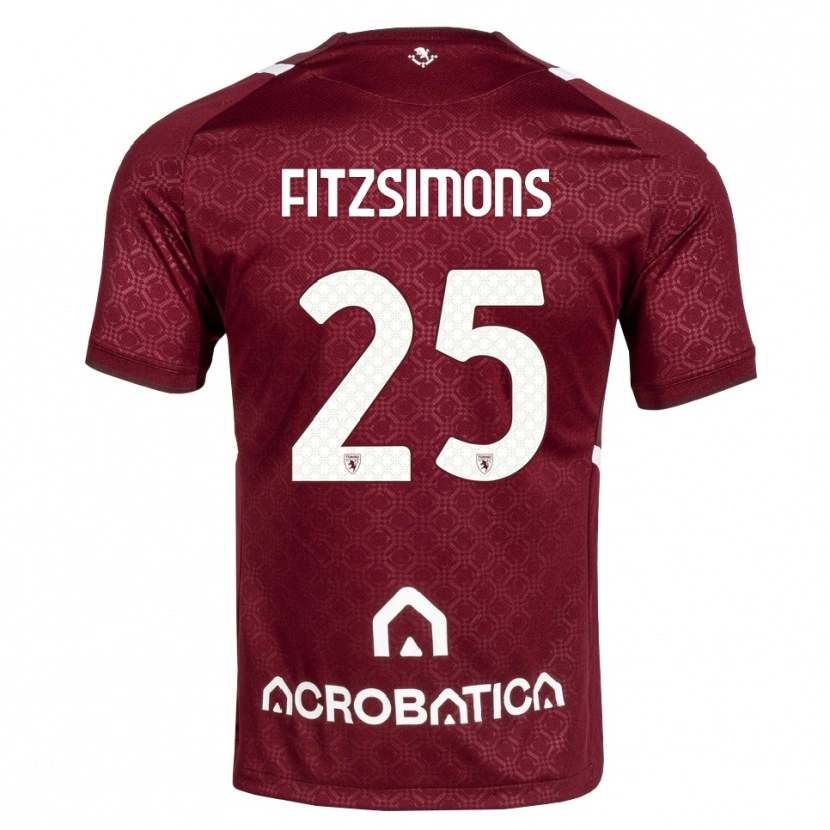 Danxen Mujer Camiseta Luke Fitzsimons #25 Burdeos Blanco 1ª Equipación 2026/27 La Camisa