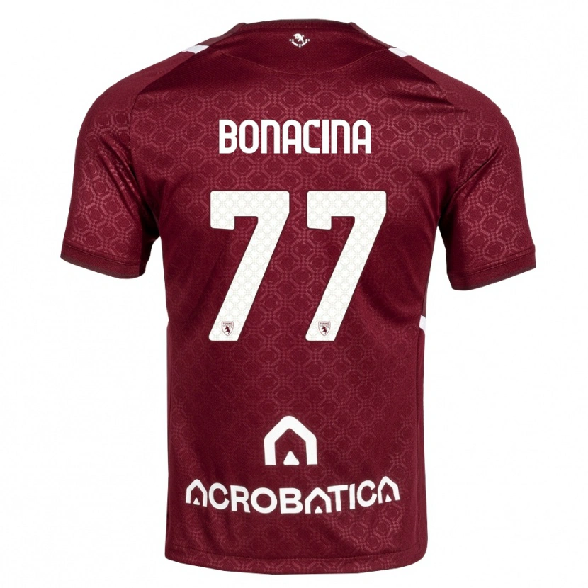 Danxen Mujer Camiseta David Bonacina #77 Burdeos Blanco 1ª Equipación 2026/27 La Camisa