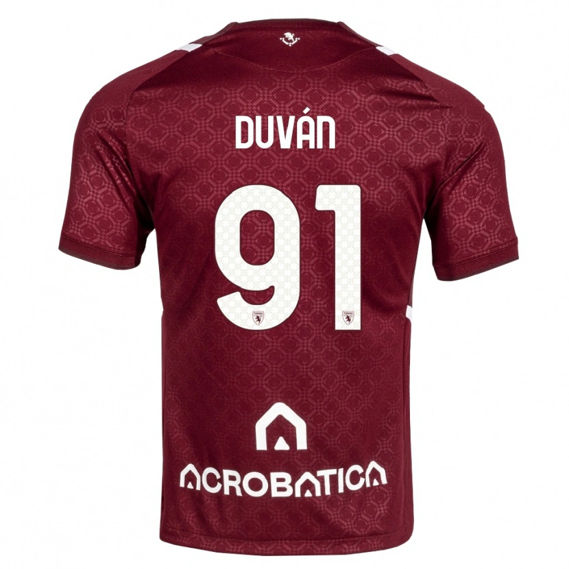 Danxen Mujer Camiseta Duván Zapata #91 Burdeos Blanco 1ª Equipación 2026/27 La Camisa