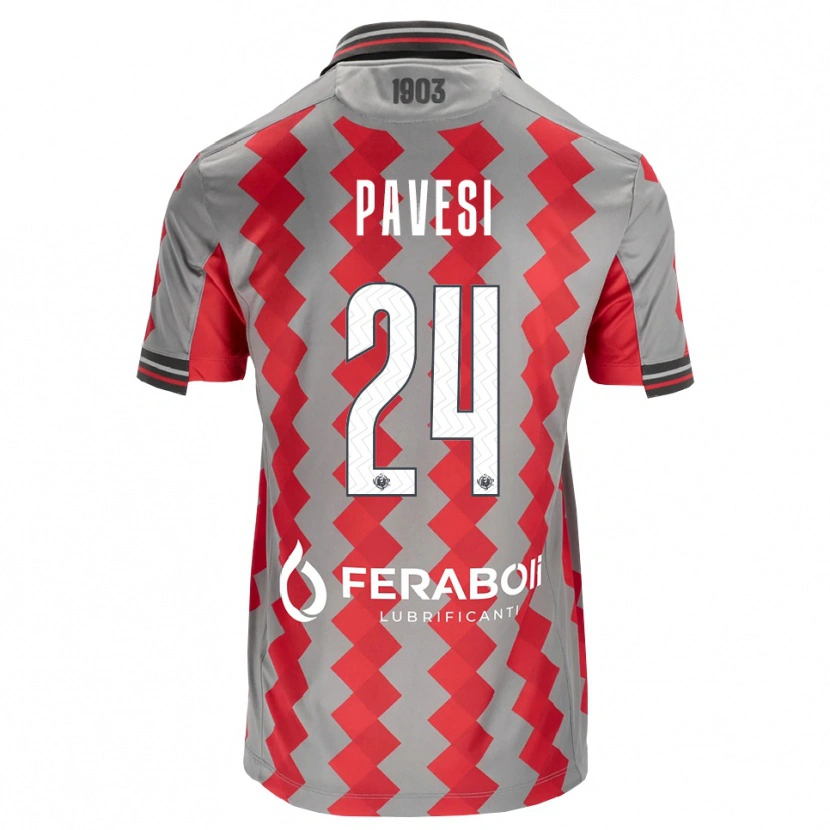 Danxen Mujer Camiseta Davide Pavesi #24 Gris Rojo Blanco 1ª Equipación 2026/27 La Camisa