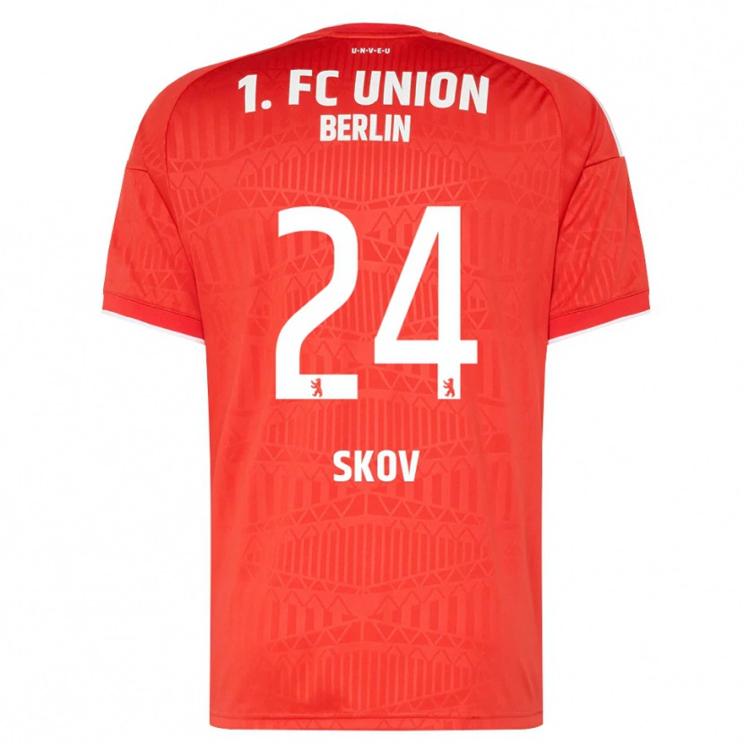 Danxen Mujer Camiseta Robert Skov #24 Rojo Blanco 1ª Equipación 2026/27 La Camisa