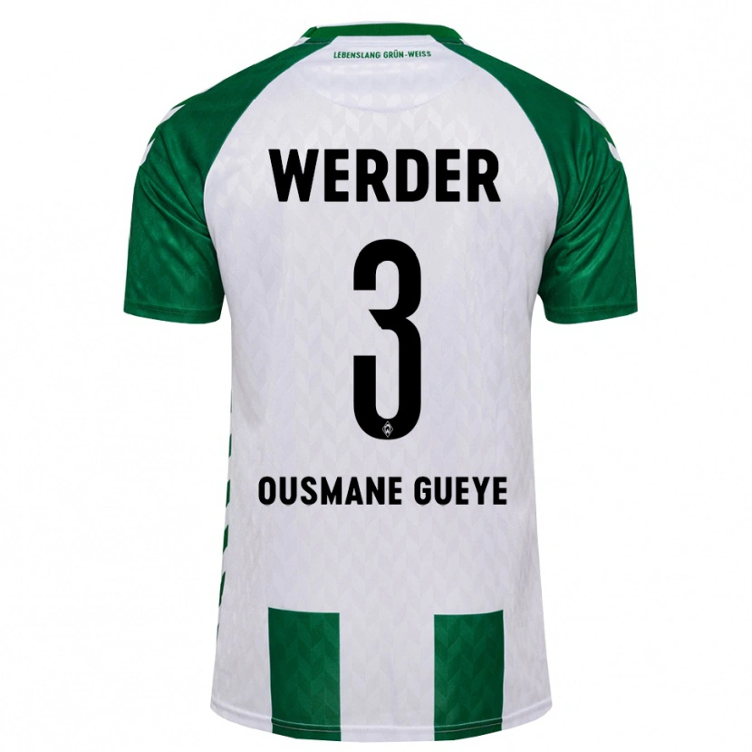 Danxen Mujer Camiseta Papa Ousmane Gueye #3 Verde Blanco 1ª Equipación 2026/27 La Camisa