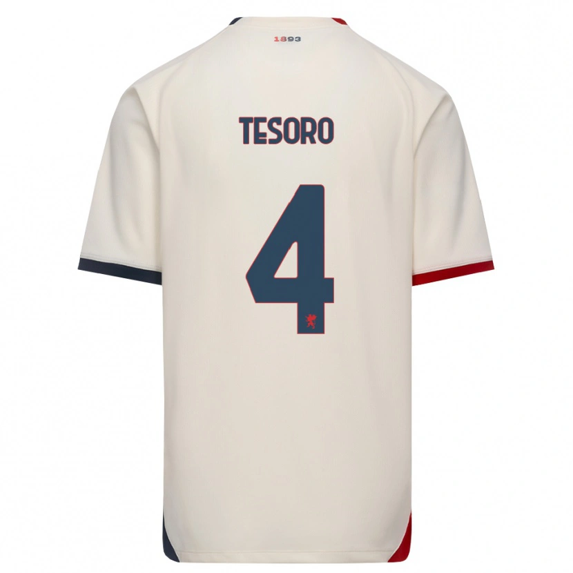 Danxen Mujer Camiseta Cristian Tesoro #4 Blanco Roto Rojo 2ª Equipación 2026/27 La Camisa