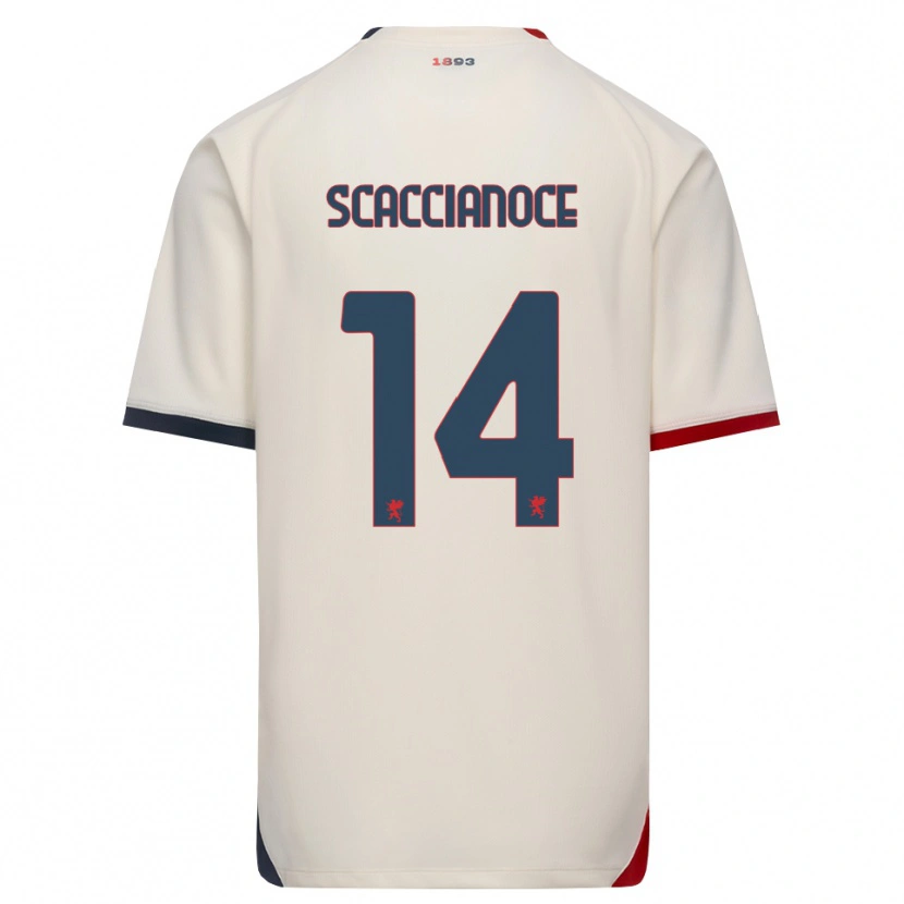 Danxen Mujer Camiseta Francesco Scaccianoce #14 Blanco Roto Rojo 2ª Equipación 2026/27 La Camisa