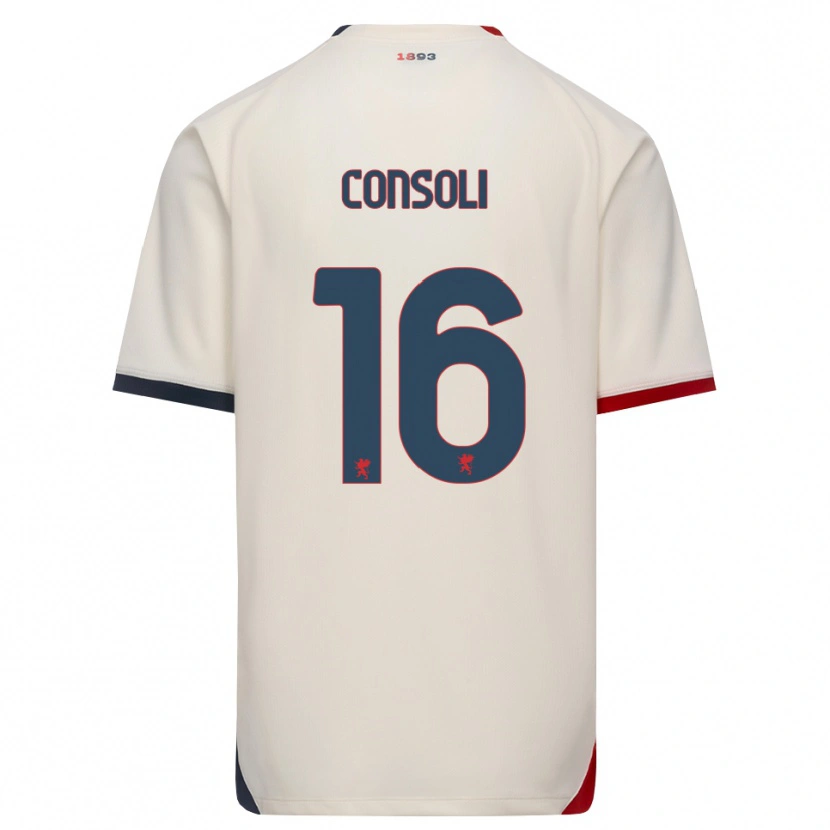 Danxen Mujer Camiseta Alessandro Consoli #16 Blanco Roto Rojo 2ª Equipación 2026/27 La Camisa