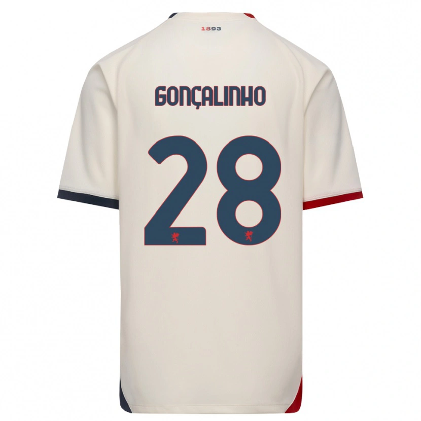 Danxen Mujer Camiseta João Gonçalinho #28 Blanco Roto Rojo 2ª Equipación 2026/27 La Camisa