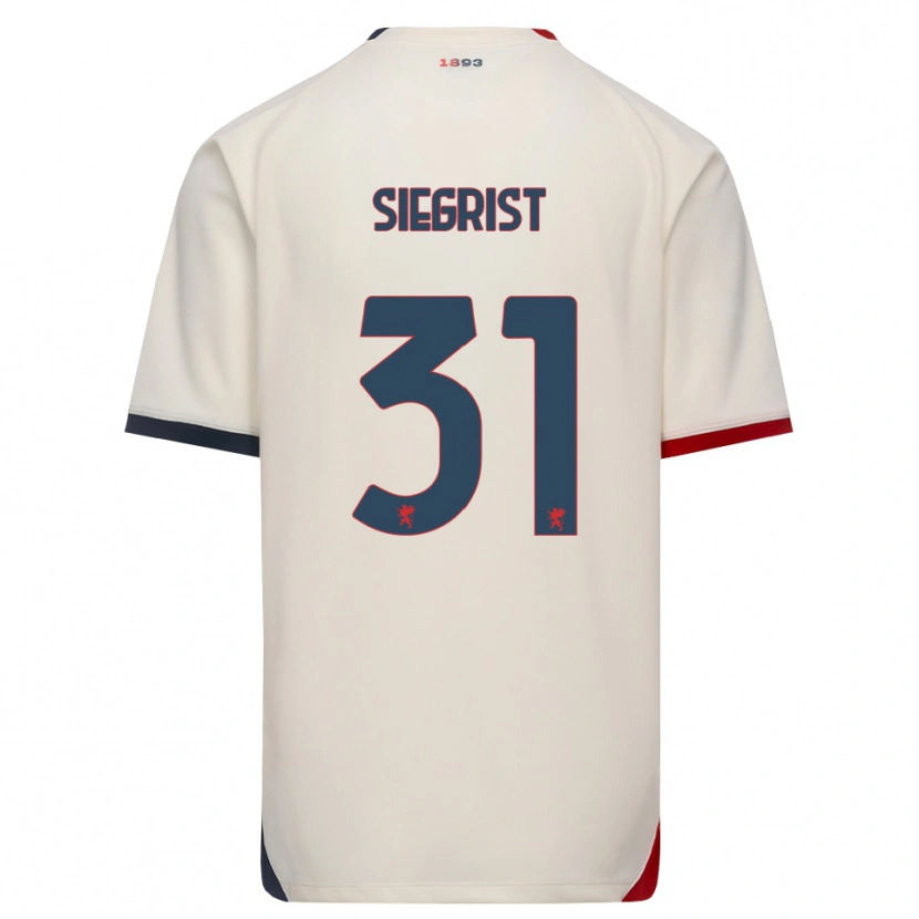 Danxen Mujer Camiseta Benjamin Siegrist #31 Blanco Roto Rojo 2ª Equipación 2026/27 La Camisa