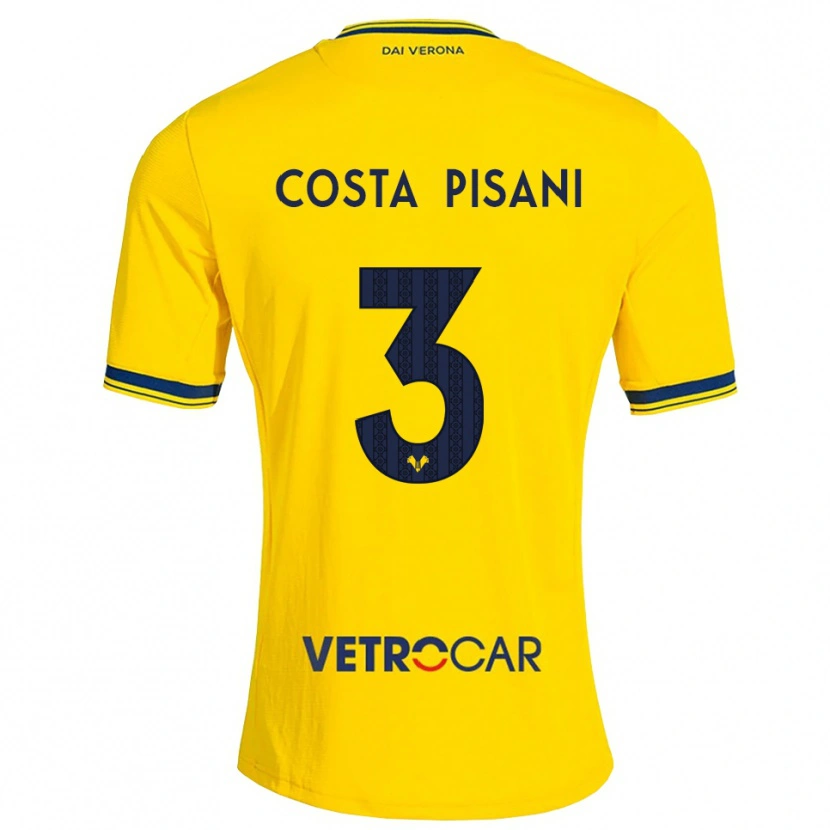 Danxen Mujer Camiseta Davide Costa Pisani #3 Amarillo Rojo 2ª Equipación 2026/27 La Camisa