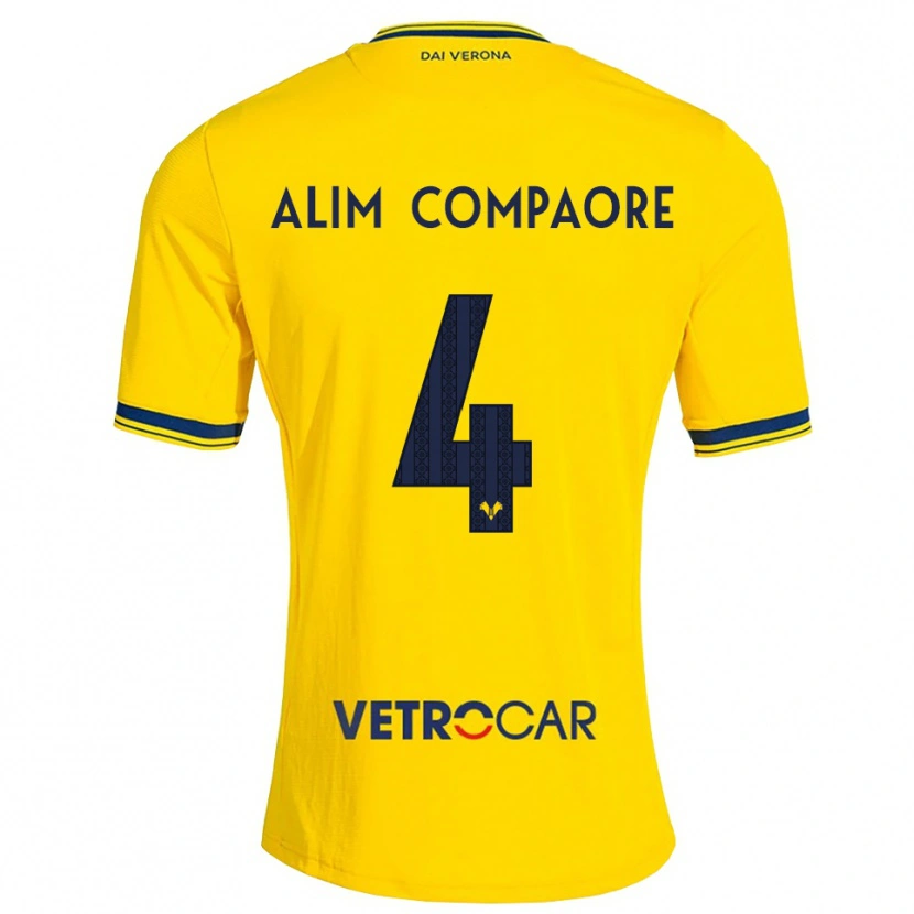 Danxen Mujer Camiseta Abdul Alim Compaore #4 Amarillo Rojo 2ª Equipación 2026/27 La Camisa