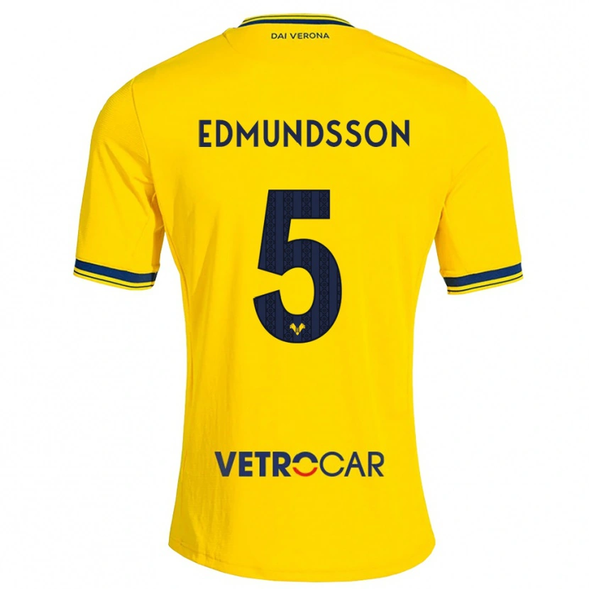 Danxen Mujer Camiseta Andrias Edmundsson #5 Amarillo Rojo 2ª Equipación 2026/27 La Camisa