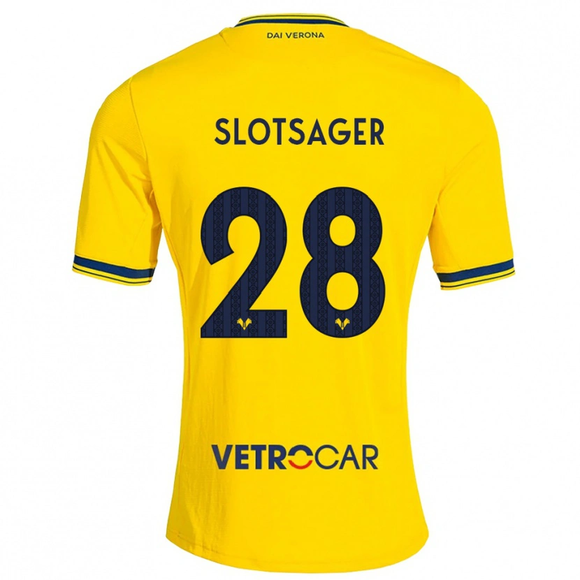 Danxen Mujer Camiseta Tobias Slotsager #28 Amarillo Rojo 2ª Equipación 2026/27 La Camisa