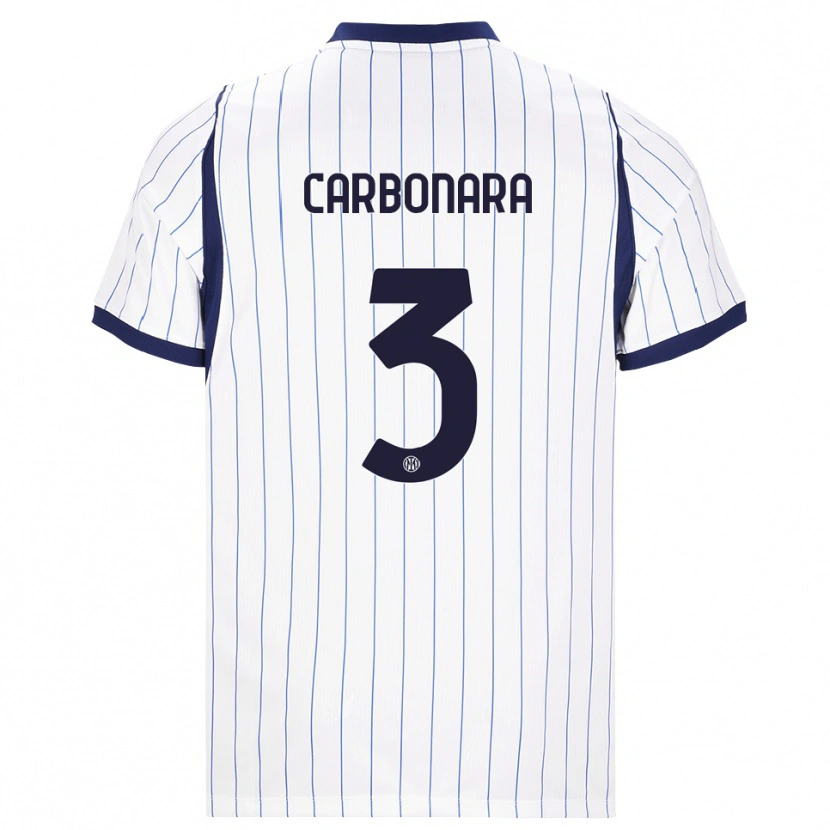 Danxen Mujer Camiseta Matteo Carbonara #3 Blanco Azul Marino 2ª Equipación 2026/27 La Camisa