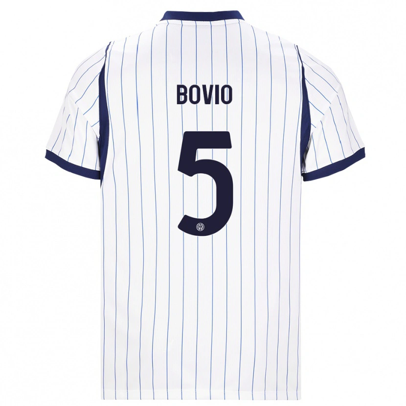Danxen Mujer Camiseta Leonardo Bovio #5 Blanco Azul Marino 2ª Equipación 2026/27 La Camisa