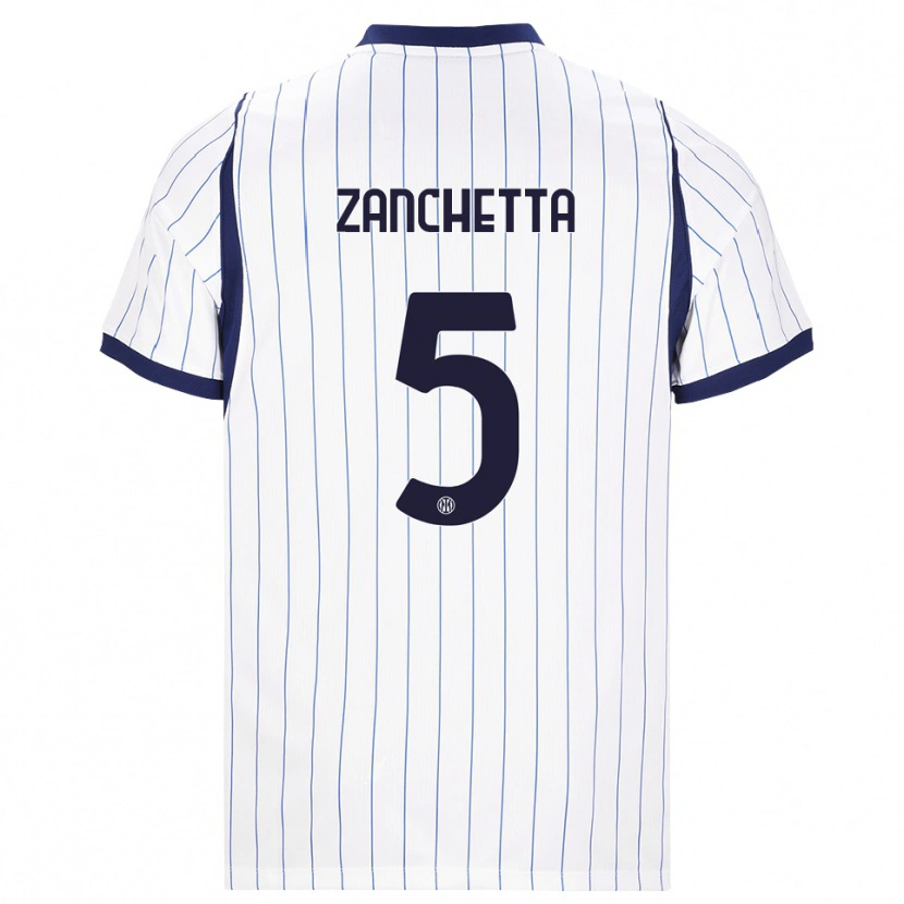 Danxen Mujer Camiseta Mattia Zanchetta #5 Blanco Azul Marino 2ª Equipación 2026/27 La Camisa