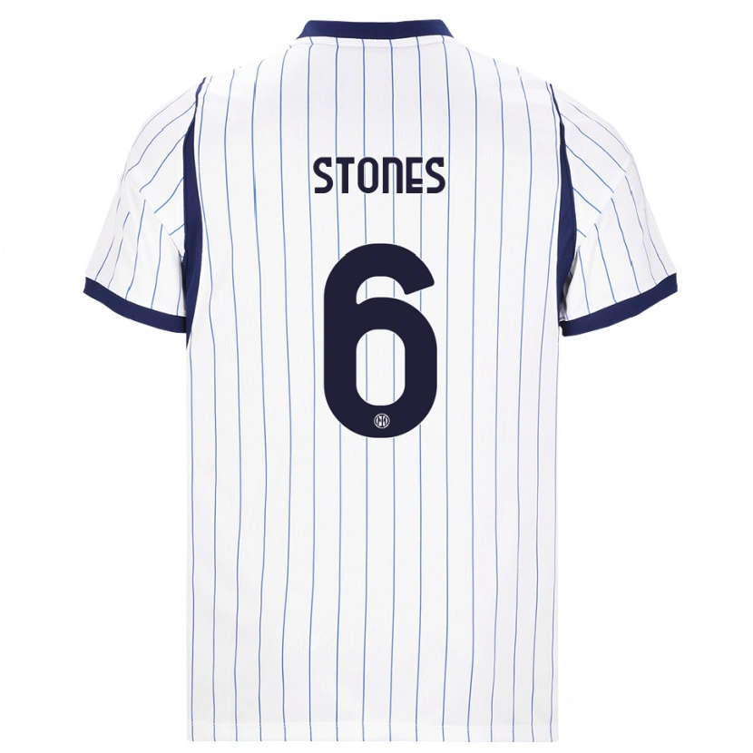 Danxen Mujer Camiseta John Stones #6 Blanco Azul Marino 2ª Equipación 2026/27 La Camisa
