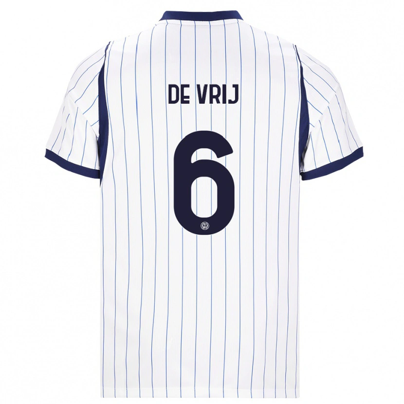 Danxen Mujer Camiseta Stefan De Vrij #6 Blanco Azul Marino 2ª Equipación 2026/27 La Camisa