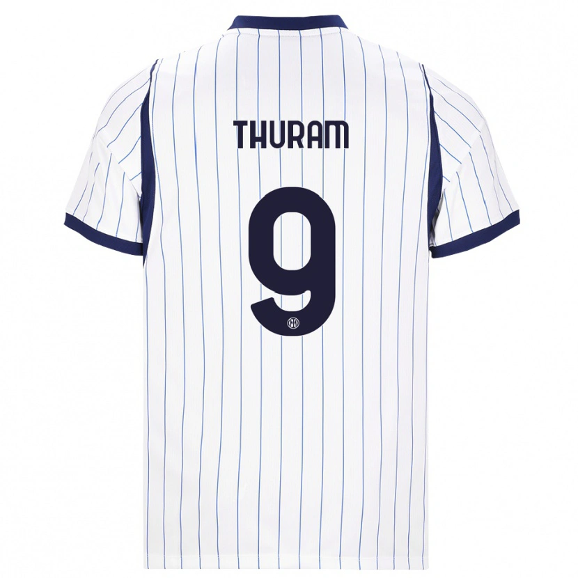 Danxen Mujer Camiseta Marcus Thuram #9 Blanco Azul Marino 2ª Equipación 2026/27 La Camisa