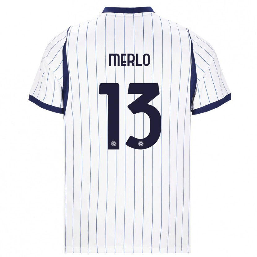 Danxen Mujer Camiseta Beatrice Merlo #13 Blanco Azul Marino 2ª Equipación 2026/27 La Camisa