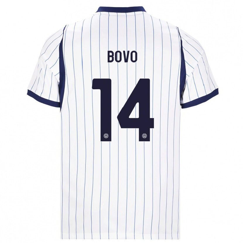 Danxen Mujer Camiseta Leonardo Bovo #14 Blanco Azul Marino 2ª Equipación 2026/27 La Camisa