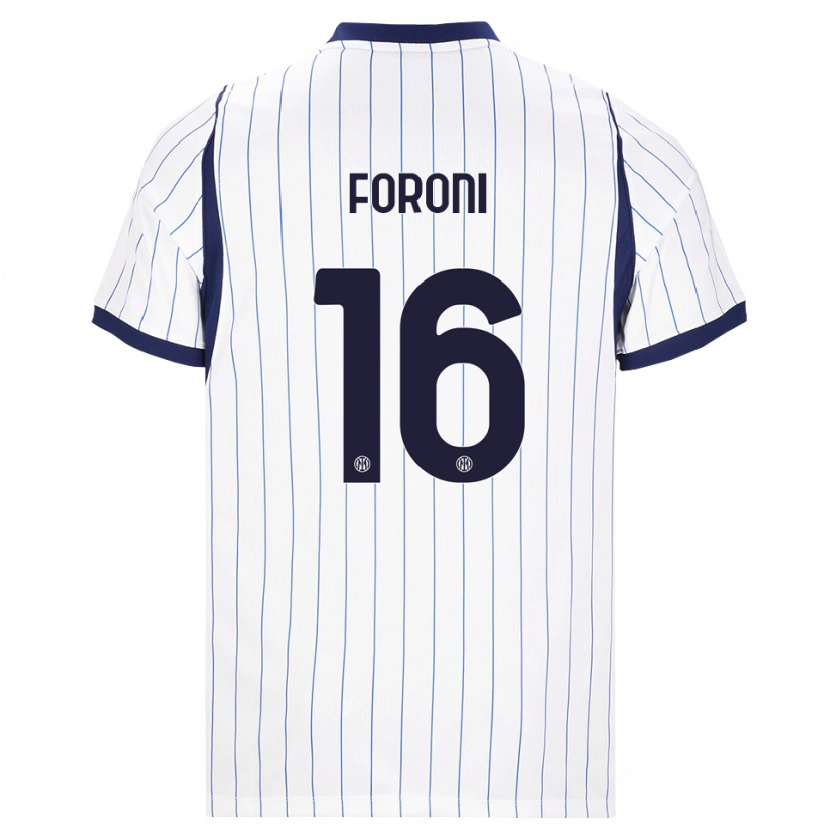 Danxen Mujer Camiseta Alessandro Foroni #16 Blanco Azul Marino 2ª Equipación 2026/27 La Camisa