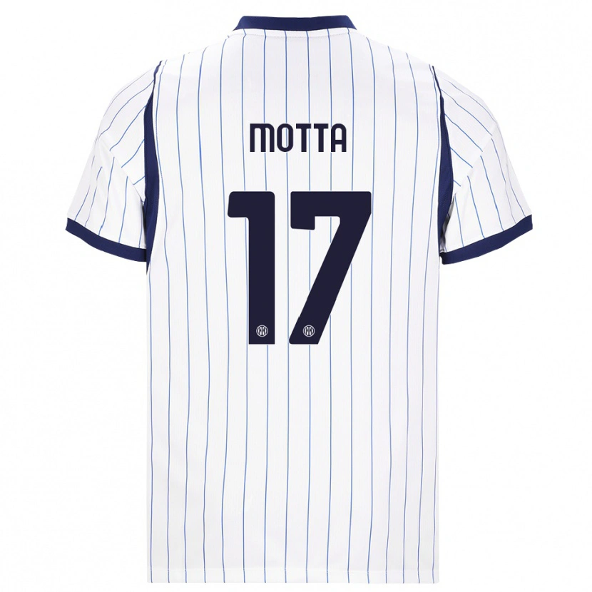 Danxen Mujer Camiseta Matteo Motta #17 Blanco Azul Marino 2ª Equipación 2026/27 La Camisa