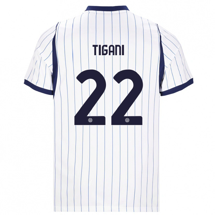Danxen Mujer Camiseta Edoardo Tigani #22 Blanco Azul Marino 2ª Equipación 2026/27 La Camisa