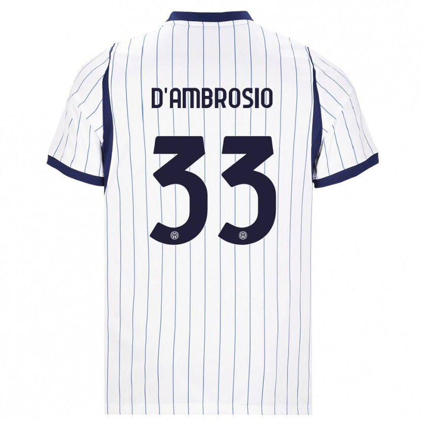 Danxen Mujer Camiseta Danilo D'ambrosio #33 Blanco Azul Marino 2ª Equipación 2026/27 La Camisa
