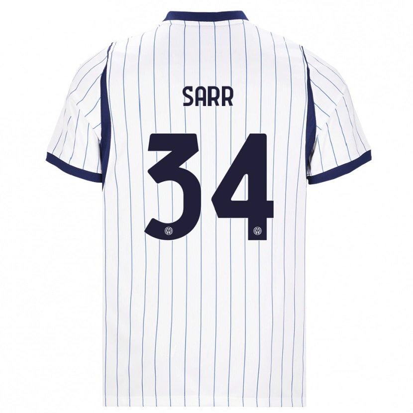 Danxen Mujer Camiseta Amadou Sarr #34 Blanco Azul Marino 2ª Equipación 2026/27 La Camisa