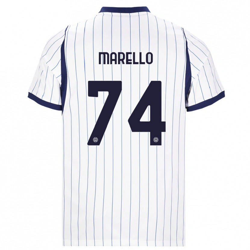 Danxen Mujer Camiseta Mattia Marello #74 Blanco Azul Marino 2ª Equipación 2026/27 La Camisa