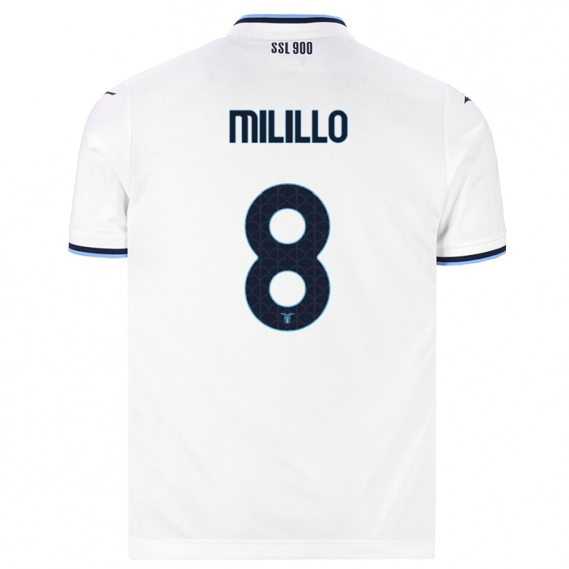 Danxen Mujer Camiseta Flavio Milillo #8 Blanco Azul Marino 2ª Equipación 2026/27 La Camisa