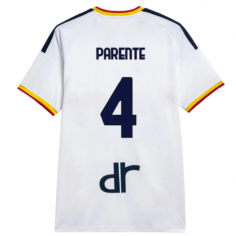 Danxen Mujer Camiseta Francesco Parente #4 Blanco Amarillo Rojo 2ª Equipación 2026/27 La Camisa