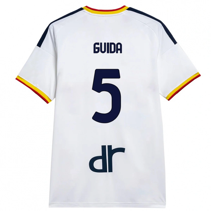 Danxen Mujer Camiseta Francesco Guida #5 Blanco Amarillo Rojo 2ª Equipación 2026/27 La Camisa