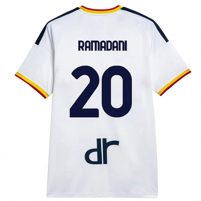 Danxen Mujer Camiseta Ylber Ramadani #20 Blanco Amarillo Rojo 2ª Equipación 2026/27 La Camisa