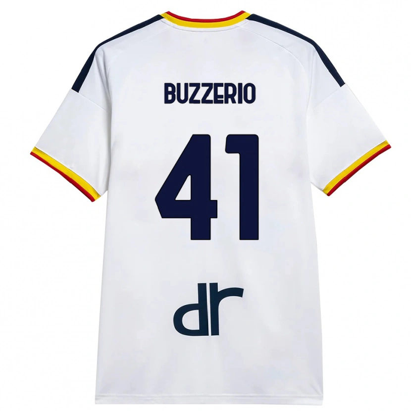 Danxen Mujer Camiseta Mattia Buzzerio #41 Blanco Amarillo Rojo 2ª Equipación 2026/27 La Camisa