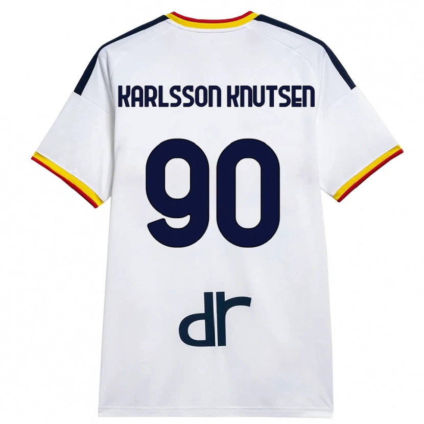 Danxen Mujer Camiseta Storm Karlsson Knutsen #90 Blanco Amarillo Rojo 2ª Equipación 2026/27 La Camisa