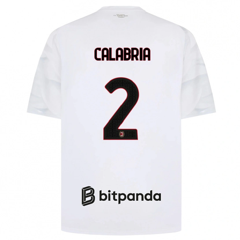 Danxen Mujer Camiseta Davide Calabria #2 Blanco Rojo Negro 2ª Equipación 2026/27 La Camisa