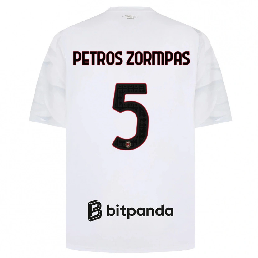 Danxen Mujer Camiseta Spyridon Petros Zorbas #5 Blanco Rojo Negro 2ª Equipación 2026/27 La Camisa
