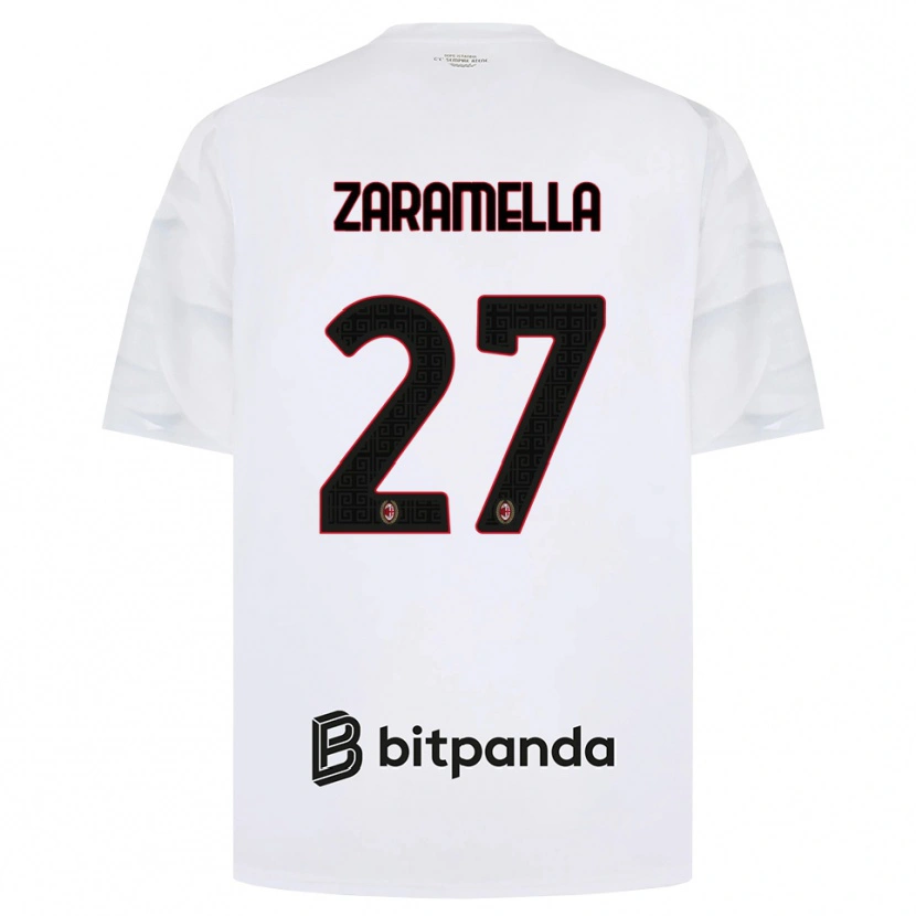 Danxen Mujer Camiseta Mattia Zaramella #27 Blanco Rojo Negro 2ª Equipación 2026/27 La Camisa