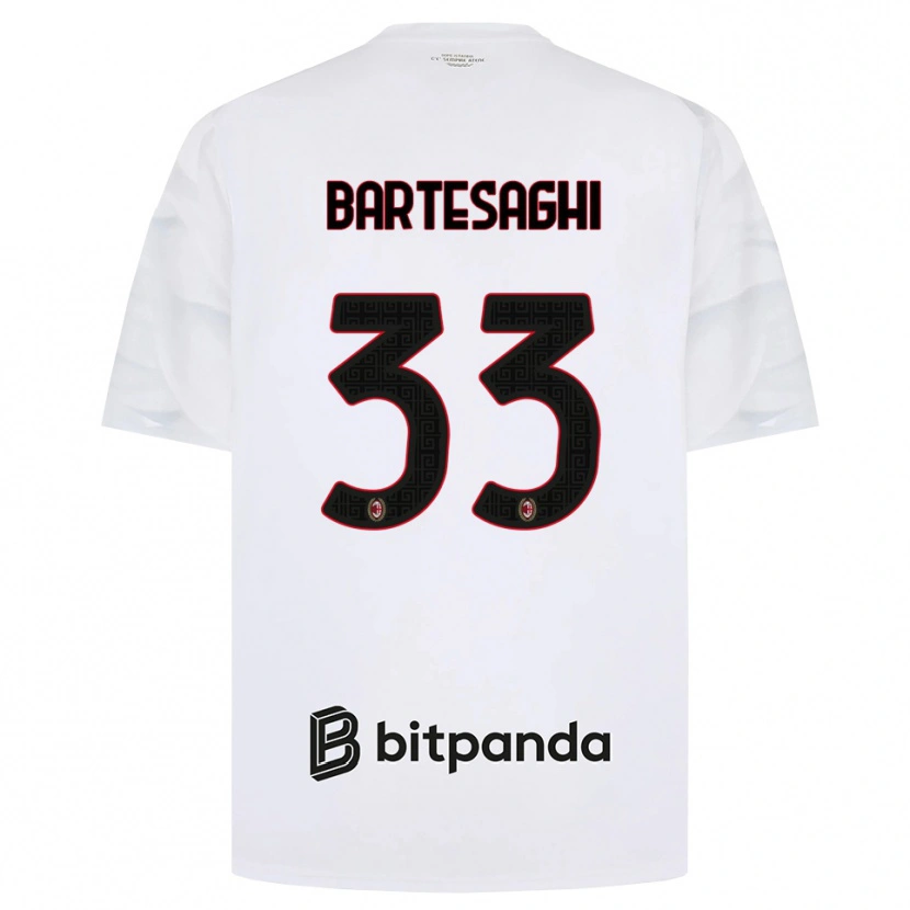 Danxen Mujer Camiseta Davide Bartesaghi #33 Blanco Rojo Negro 2ª Equipación 2026/27 La Camisa
