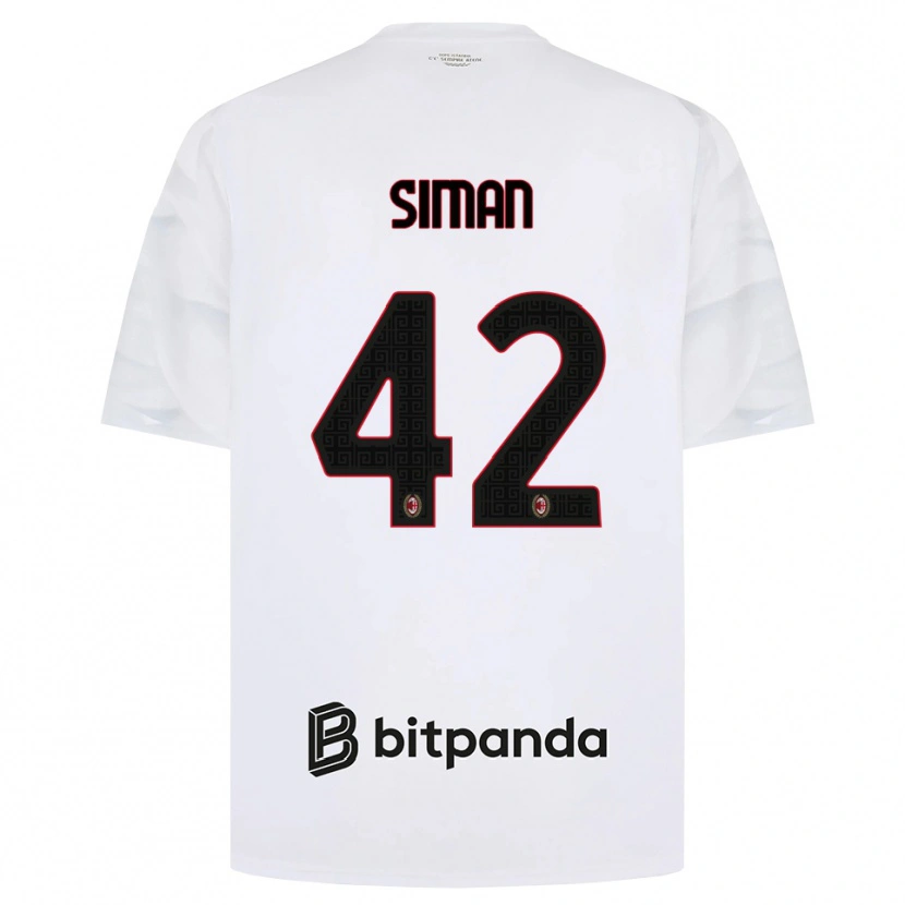 Danxen Mujer Camiseta Alexandru Șiman #42 Blanco Rojo Negro 2ª Equipación 2026/27 La Camisa