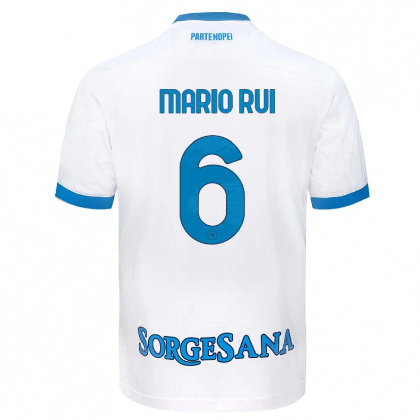Danxen Mujer Camiseta Mario Rui #6 Blanco Azul Cielo 2ª Equipación 2026/27 La Camisa